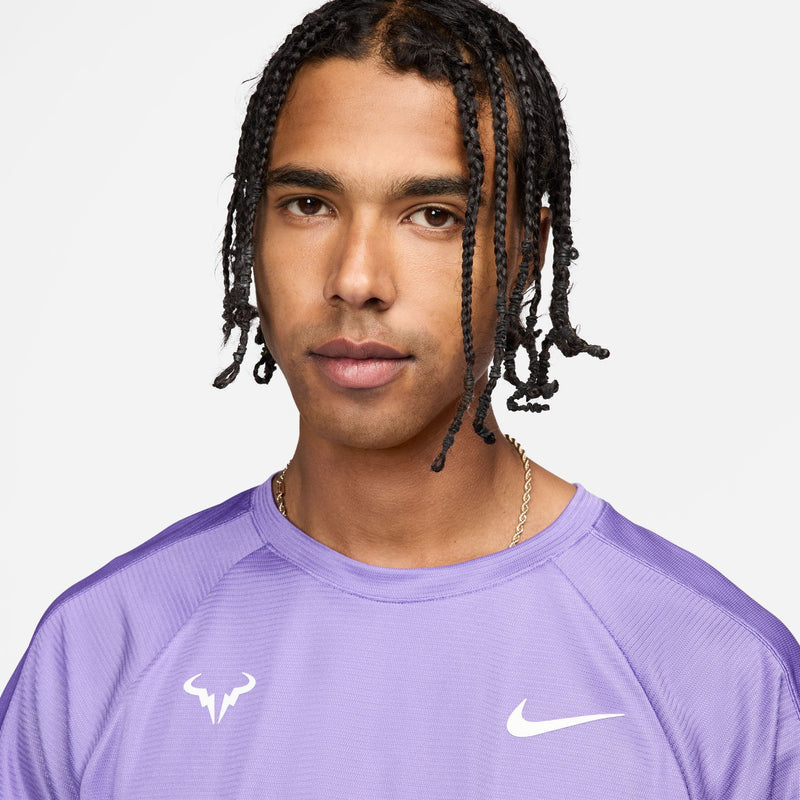 Men's Rafa Challenger Dri-FIT Short-Sleeve Tennis Top in Space Purple/White