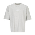 Grey heather oversized crewneck T-shirt for men with small chest logo