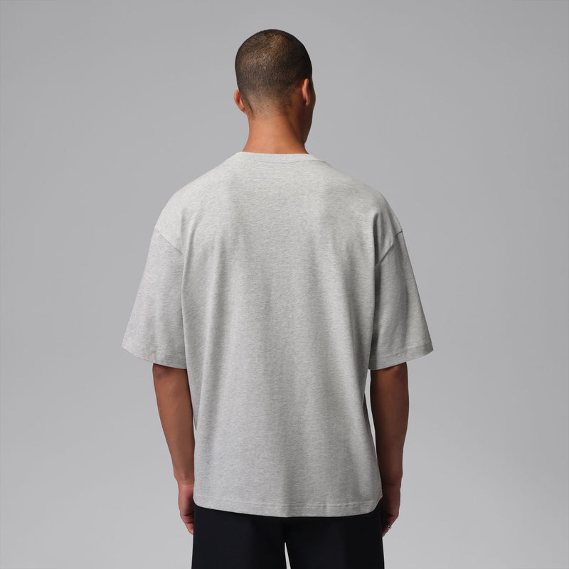 Grey heather oversized crewneck T-shirt, plain back view