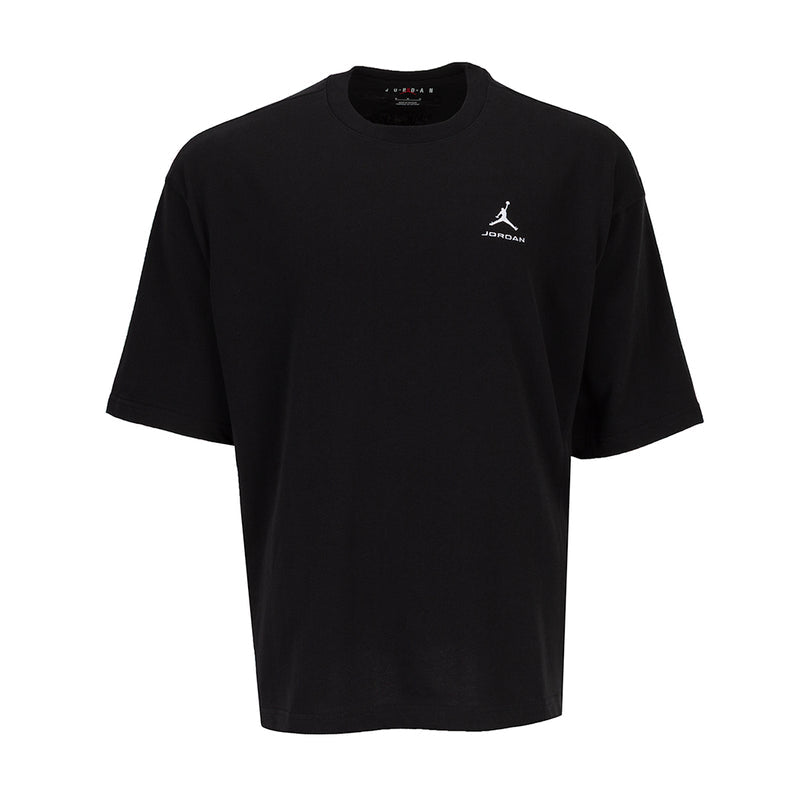 Men's black oversized crewneck T-shirt with small JORDAN logo at chest