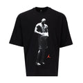 Men's black crewneck T-shirt with white athlete graphic and red Jumpman logo