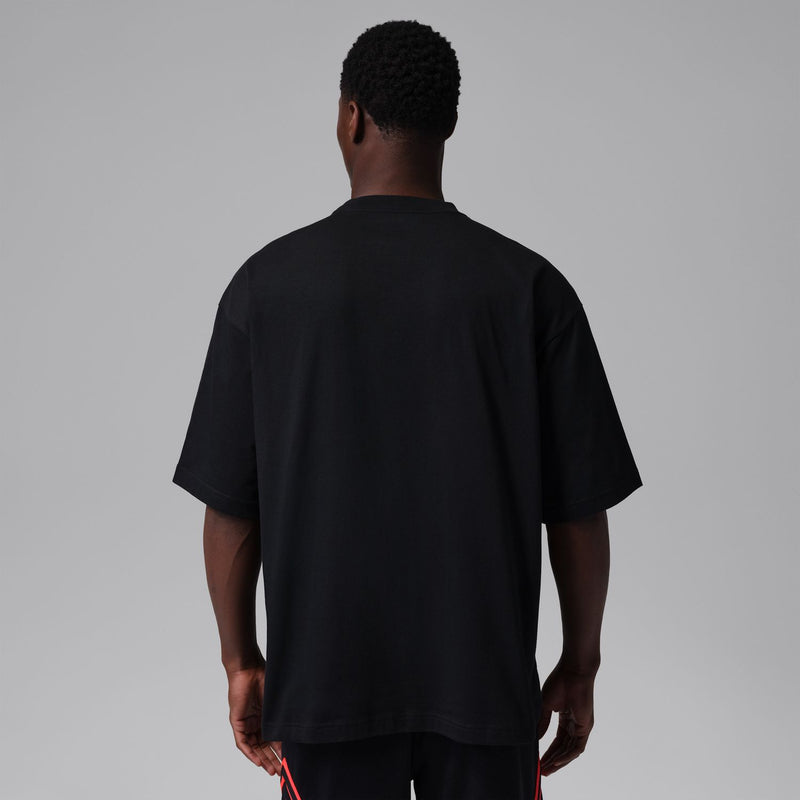 Men's black crewneck T-shirt with plain back