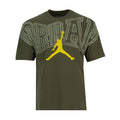Cargo khaki graphic crewneck T-shirt with Jumpman-style logo on front