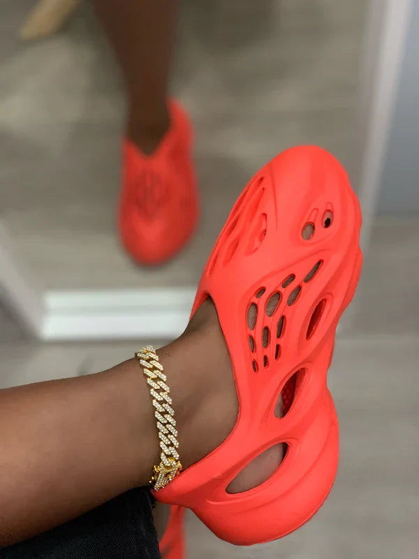 Red Natural Breeze Cut Out Slip-On Newport Sandals