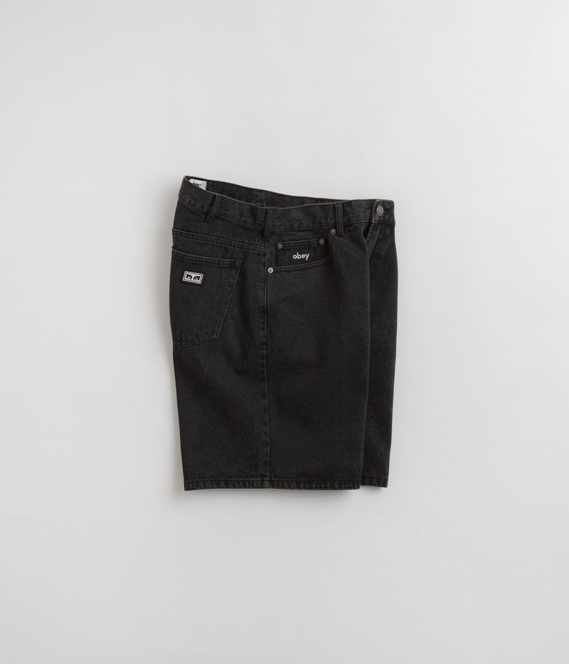 Obey Bigwig Baggy Denim Shorts in Faded Black
