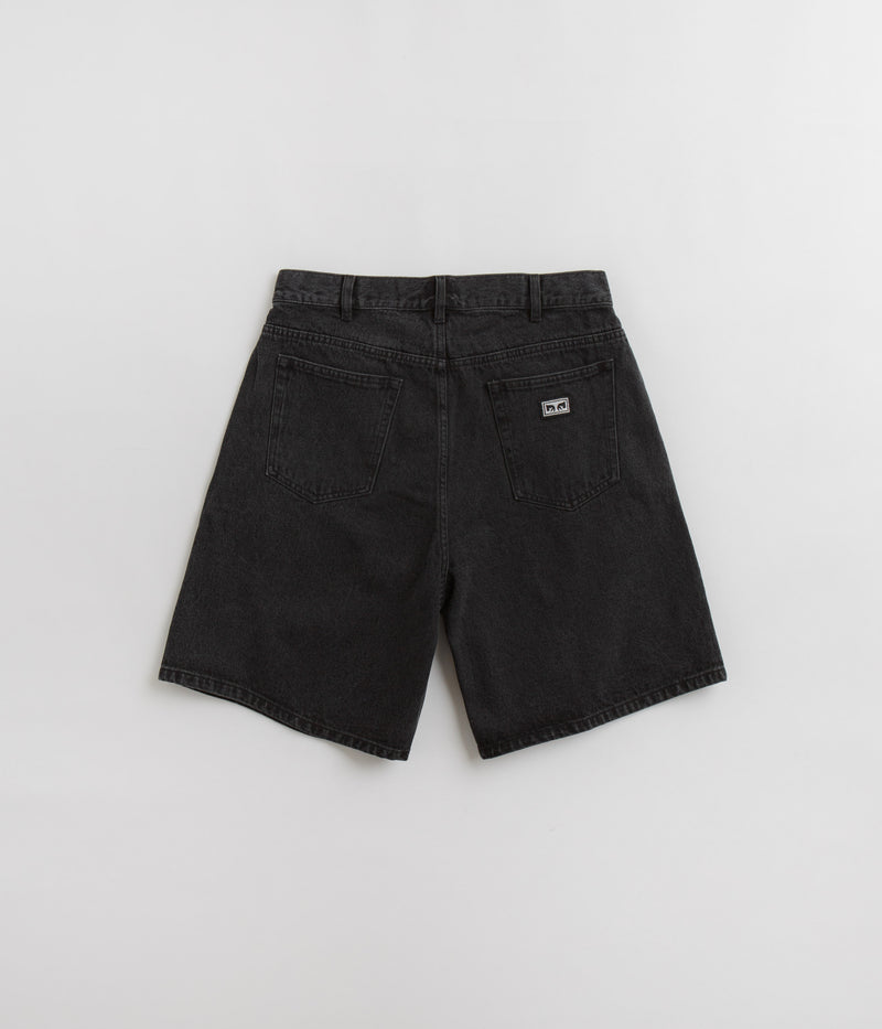 Obey Bigwig Baggy Denim Shorts in Faded Black