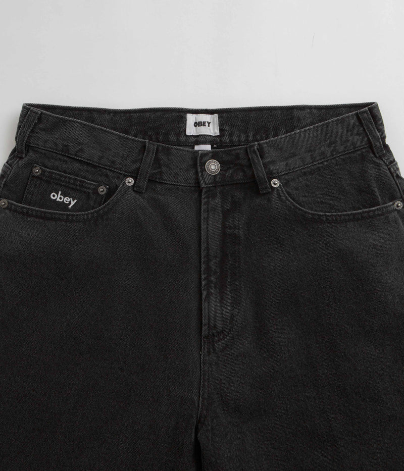 Obey Bigwig Baggy Denim Shorts in Faded Black