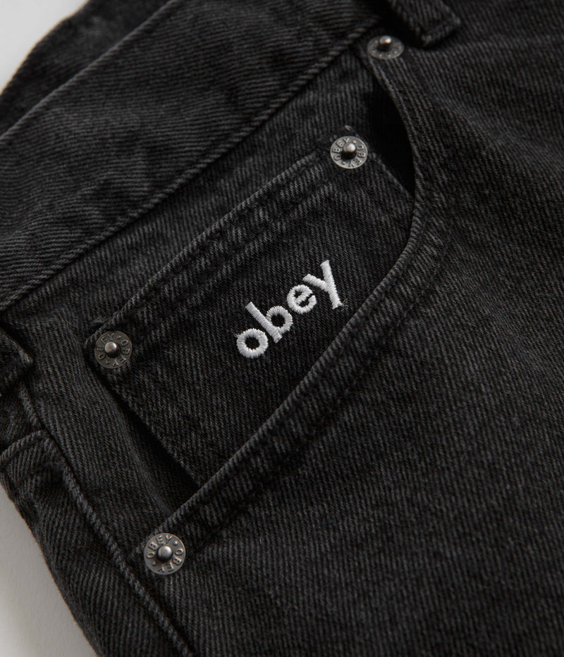 Obey Bigwig Baggy Denim Shorts in Faded Black