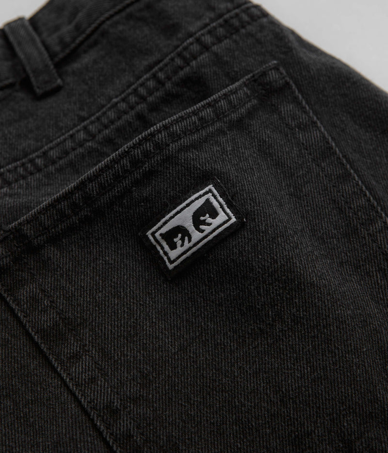 Obey Bigwig Baggy Denim Shorts in Faded Black