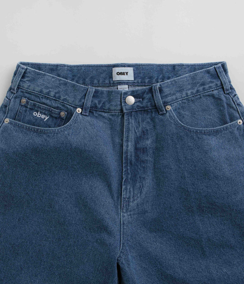 Obey Bigwig Baggy Denim Shorts in Light Indigo