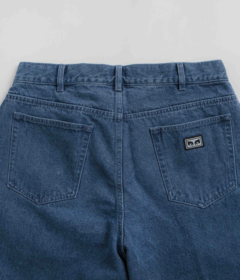 Obey Bigwig Baggy Denim Shorts in Light Indigo