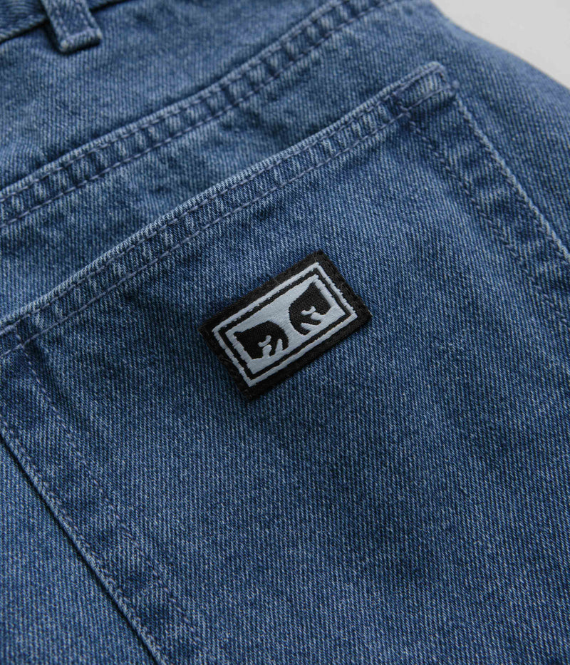 Obey Bigwig Baggy Denim Shorts in Light Indigo