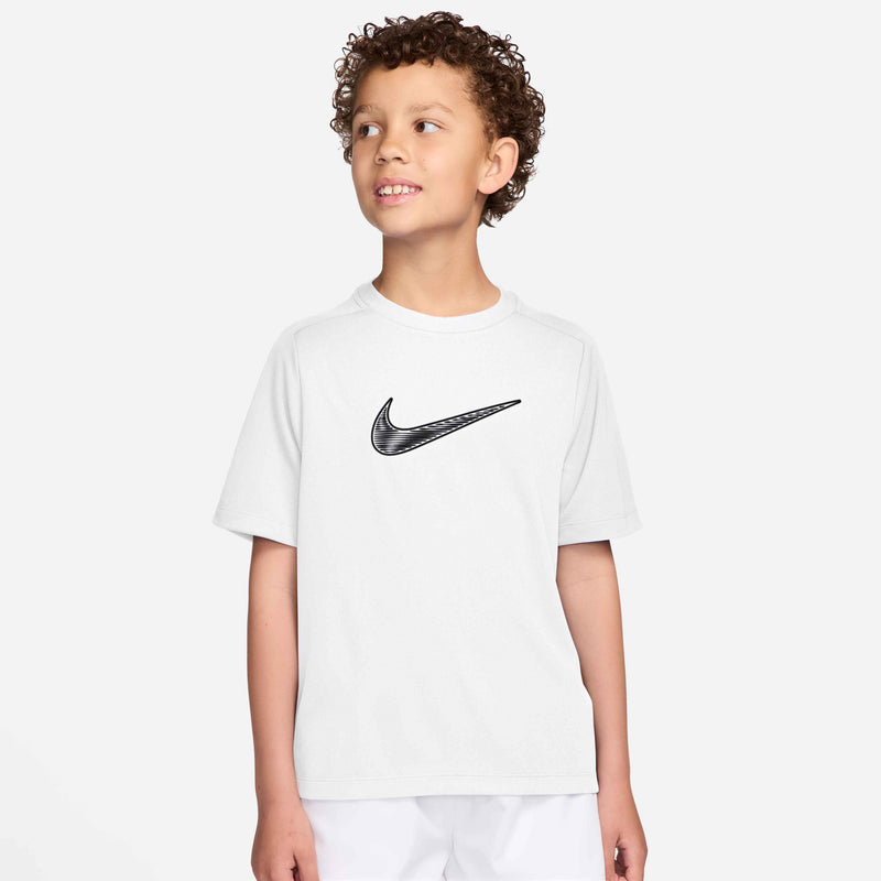 Older Kids' (Boys') Multi Dri-Fit Short-Sleeve Training Top In White/Black