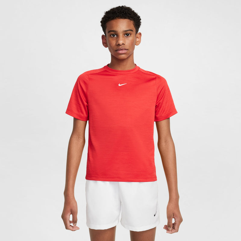 Older Kids' Multi Dri-FIT Short-Sleeve Top in University Red/University Red/White