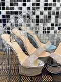 Pazzle Cloudy-08 Clear Rhinestone Platform Stiletto Heel Sandal Fashion Shoes for Women