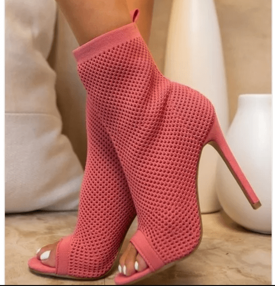 Peep Toe Booties High Heel - Pink