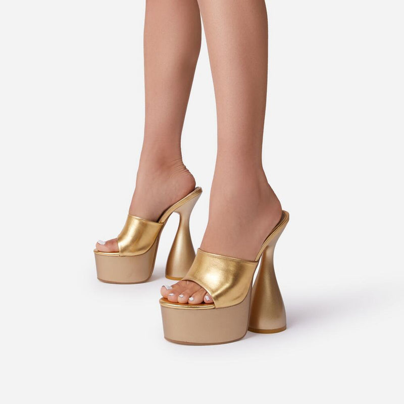 Peep Toe Platform Mule Heel Sandals Own-It By Lemonade