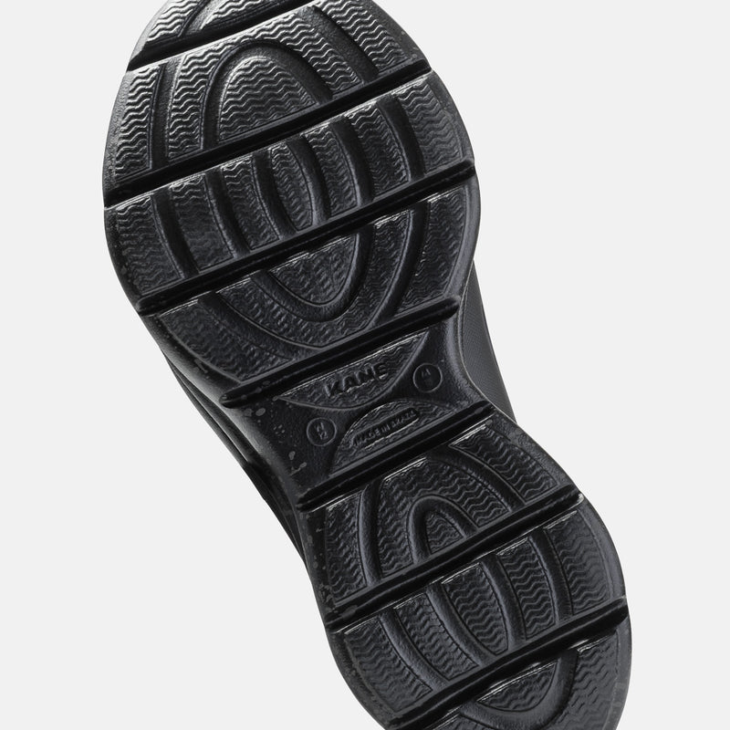 KANE Revive OB recovery shoe in black color, bottom view