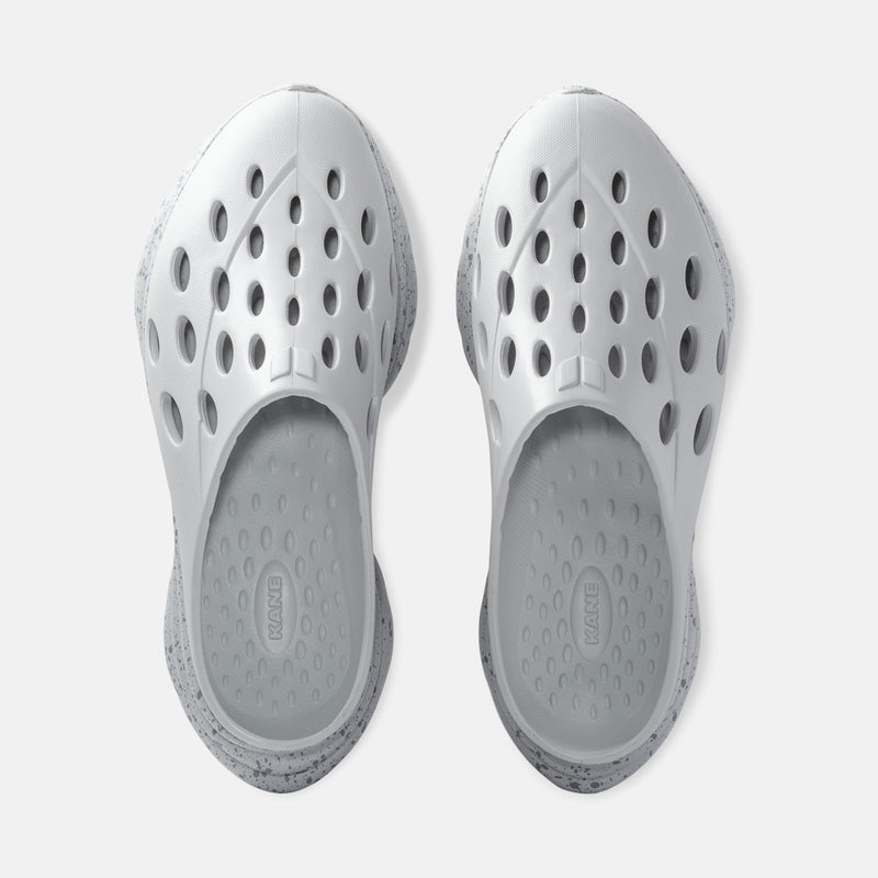 KANE Revive OB recovery shoe in stone speckle color, top view