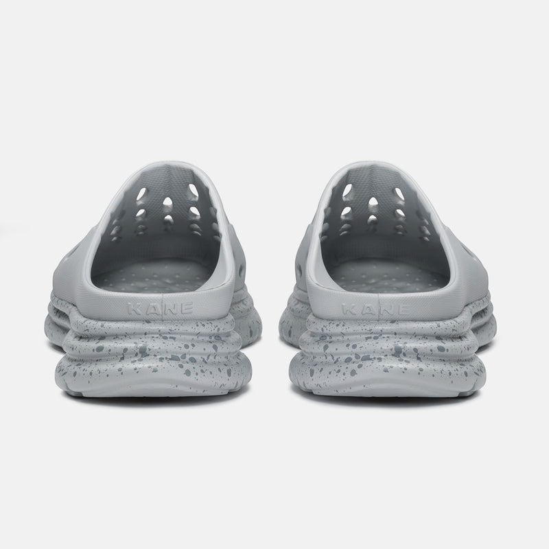 KANE Revive OB recovery shoe in stone speckle color, back view