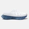 KANE Revive OB recovery shoe in white indigo speckle color, profile view