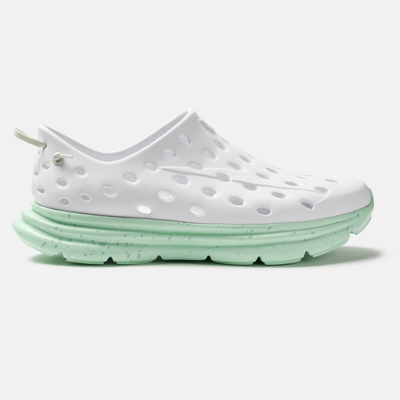 KANE Revive recovery shoe in white / spring speckle color, profile view