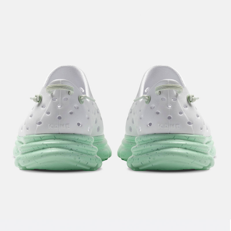 KANE Revive recovery shoe in white / spring speckle color, back view