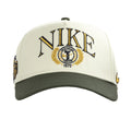 Nike structured curved-bill snapback cap in sail with camo green bill and embroidered front logo