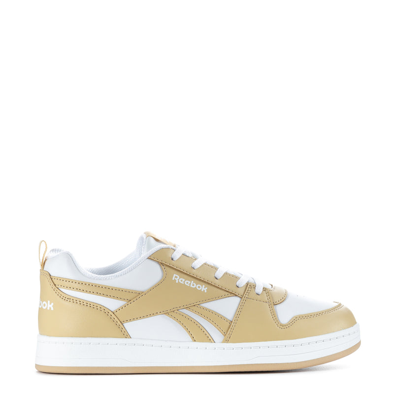 Youth sneakers in white and beige with lace-up front and side Reebok logo