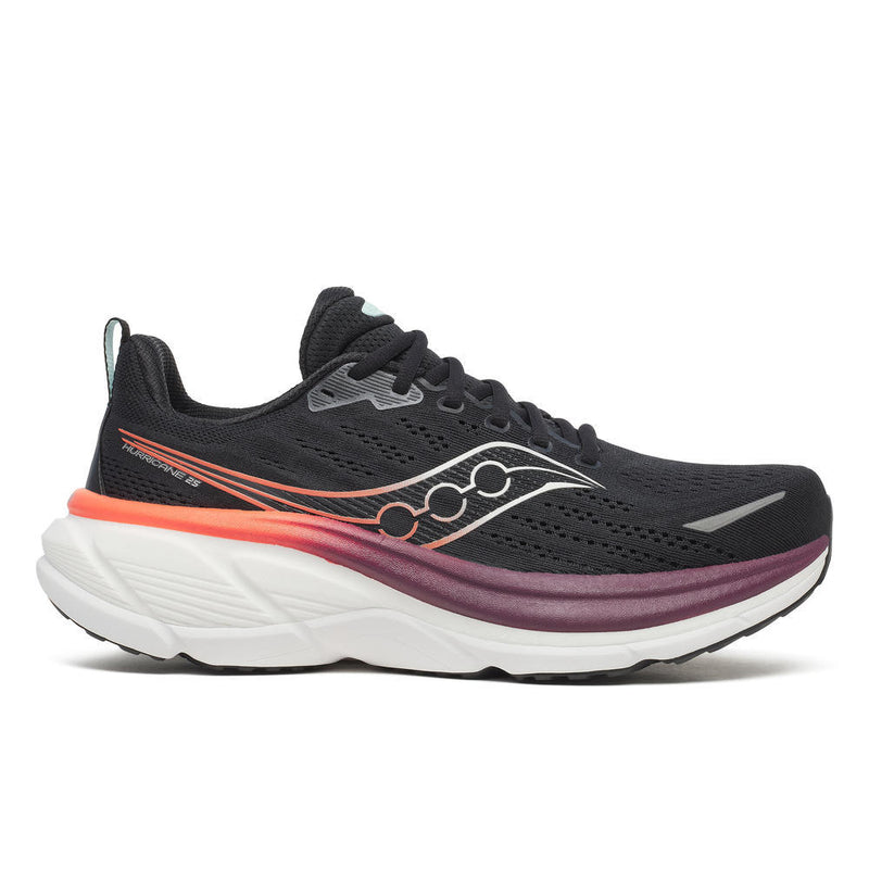 Saucony Men's Hurricane 25 Running Shoes in Black/Crimson
