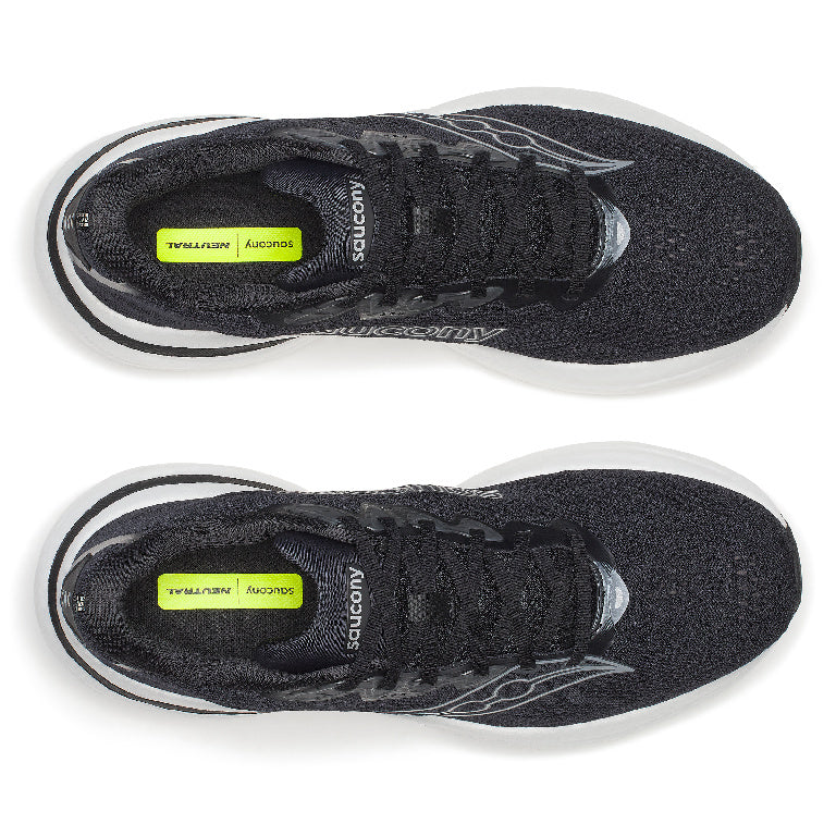 Saucony Men's Ride 19 Running Shoes in Black/Silver (Wide)