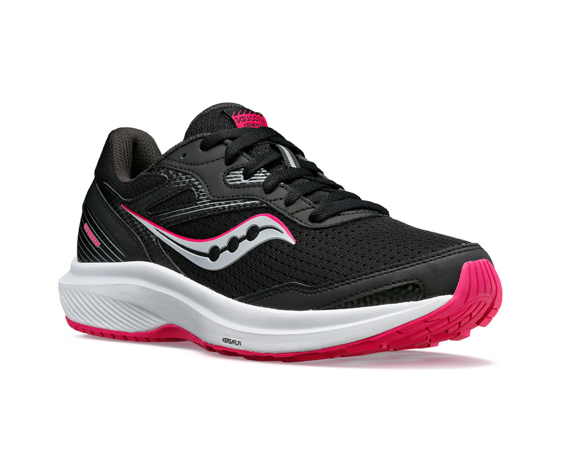 Saucony Women's Cohesion 16 Running Shoes in Black/Fuchsia (Wide)