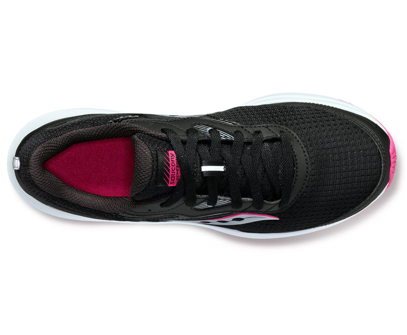 Saucony Women's Cohesion 16 Running Shoes in Black/Fuchsia (Wide)