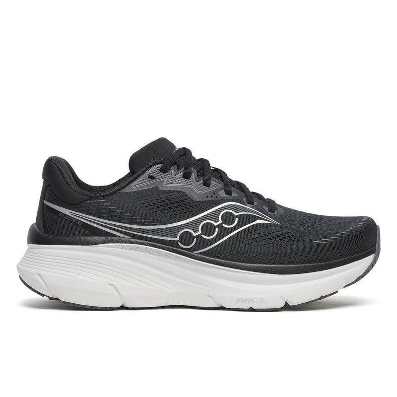 Saucony Women's Guide 19 Running Shoes in Black/Silver (Wide)