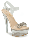 Serenity-5 Clear platform High Heels Ankle Strap Nude