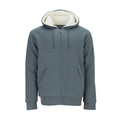 Men's sherpa-lined full-zip hoodie, dark gray-blue with light fleece hood lining