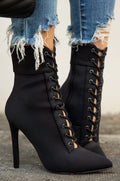 SOCIAL Lace Up Heel Ankle Booties