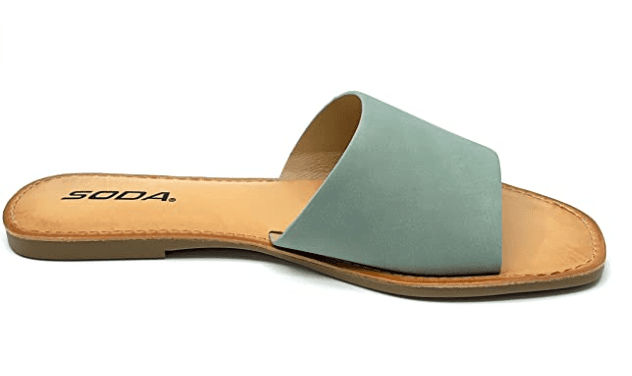 Soda Airway Women's Slip on Casual Flat Slide Mint Sandals