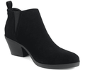 SODA ARMORY ~ ALMOND TOE STACK BLOCK HEEL V CUT SHAFT FASHION ANKLE BOOTIE W/ELASTIC GORE