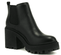 SODA BLISS ~ Women Lug Sole Fashion Ankle Bootie w/double Elastic Gore
