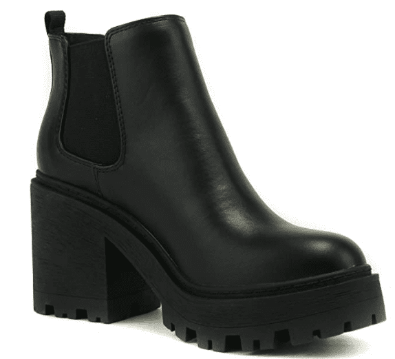 SODA BLISS ~ Women Lug Sole Fashion Ankle Bootie w/double Elastic Gore
