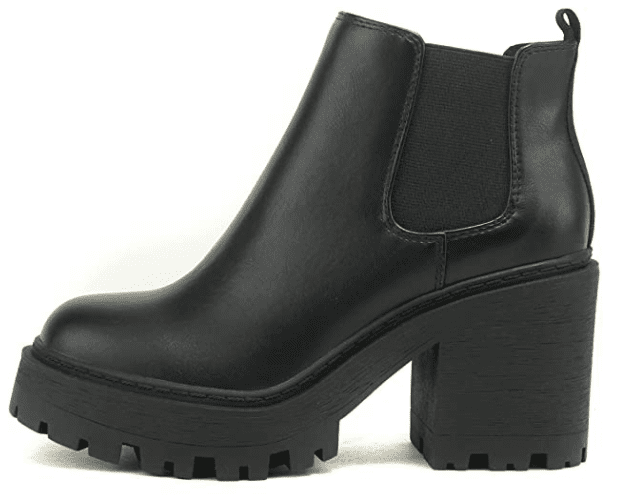 SODA BLISS ~ Women Lug Sole Fashion Ankle Bootie w/double Elastic Gore