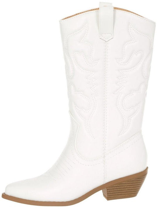 Soda Reno Western Cowboy Pointed Toe Knee High Pull On Tabs Boots