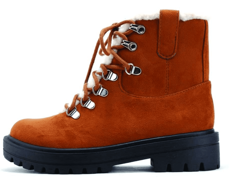 Soda Shoes BISCUIT Lug Sole Low Heel Lace up w/Side Zipper Fashion Ankle Bootie