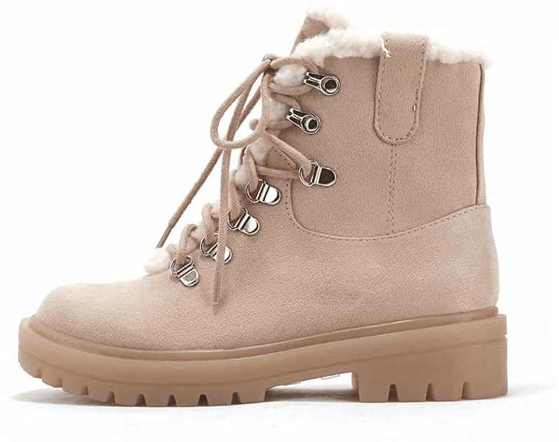 Soda Shoes BISCUIT Lug Sole Low Heel Lace up w/Side Zipper Fashion Ankle Bootie