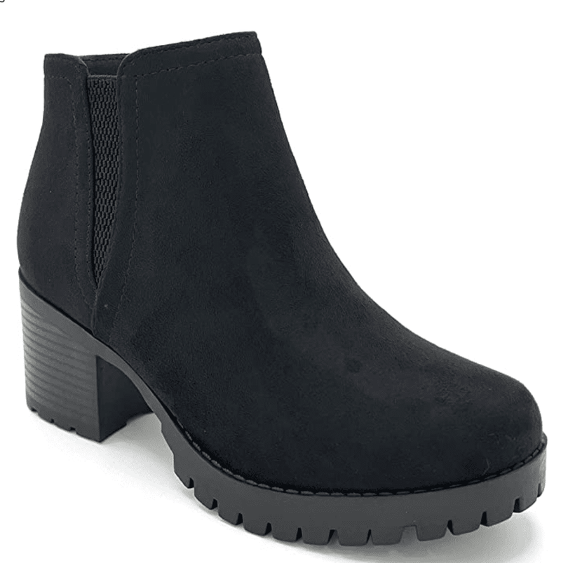 Soda Thumb Lug Sole Chunky Heel Combat Ankle Boot w/Side Zipper