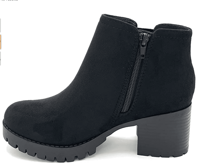 Soda Thumb Lug Sole Chunky Heel Combat Ankle Boot w/Side Zipper
