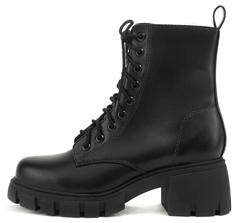 SODA TUNDRA ~ Women Lug Sole Lace up Fashion Combat Ankle Boot w/Side Zipper