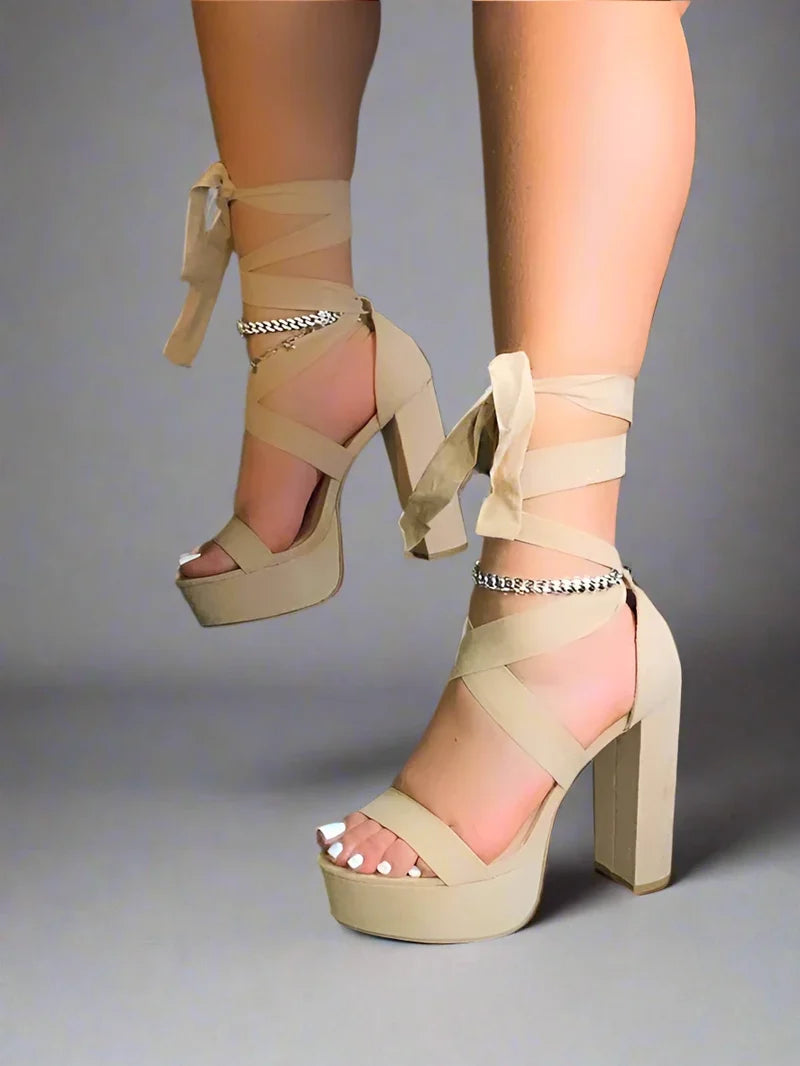 Strappy Wrap Around Strappy Platform High Heels