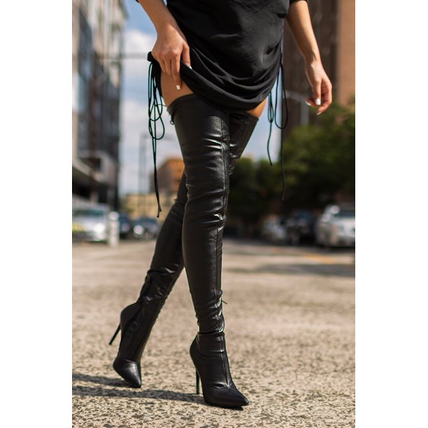 Stretchy Stiletto Thigh High Pointy Boots